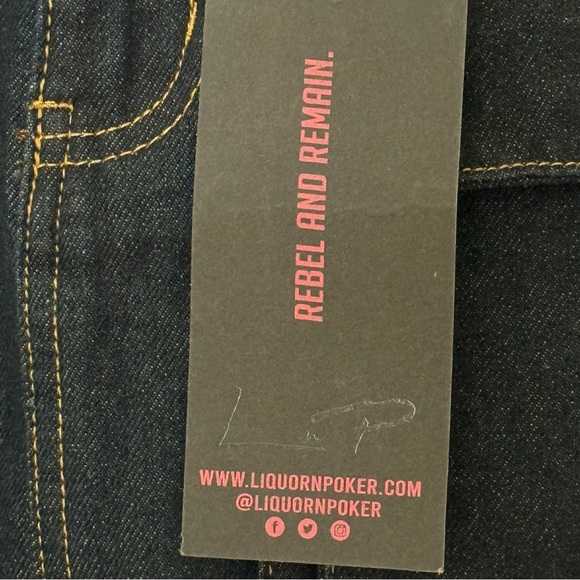 Liquor N Poker Utility Short Denim Skirt In Dark Wash UK10 NWT - Picture 3 of 9